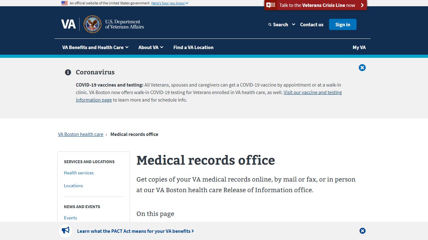 Medical records office | VA Boston health care | Veterans Affairs